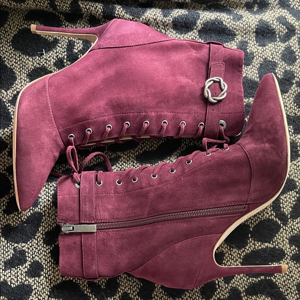 L'AGENCE Burgundy Lace-Up Boots size 6